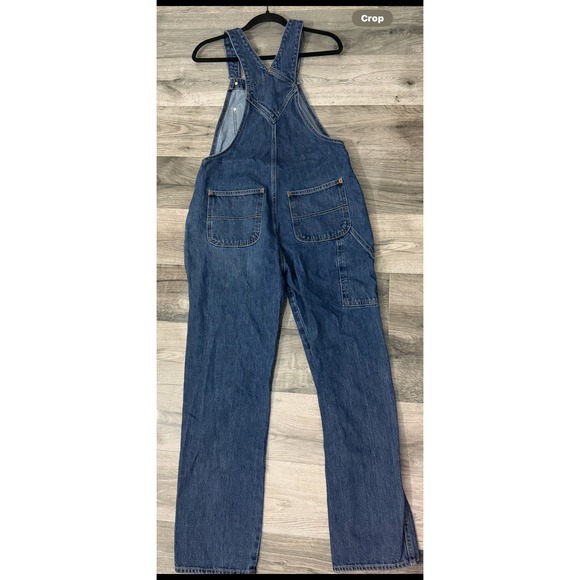 Old Navy Denim Overalls Adjustable Straps Pockets Dark Wash Women's 6 Tall - Picture 2 of 6